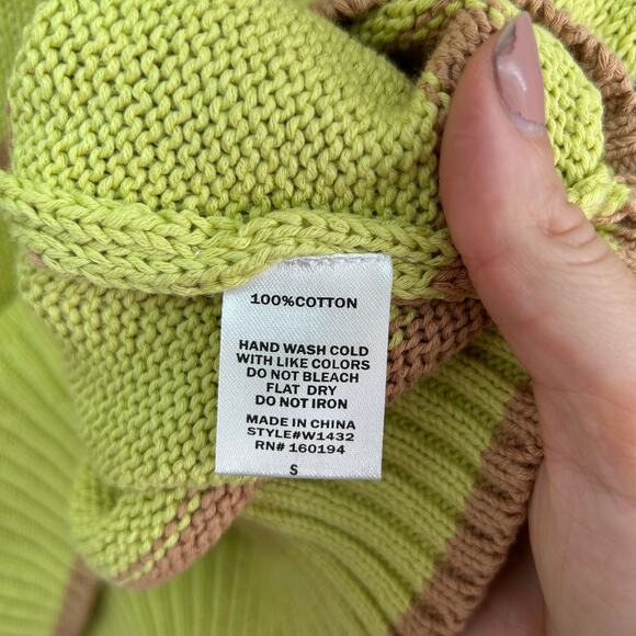 NEW By Together Boutique Off Shoulder Knit Matcha Latte Striped Sweater Small - Picture 7 of 7